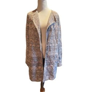 Lucky Brand Aztec Print Open Front Cardigan Duster Medium with Pockets